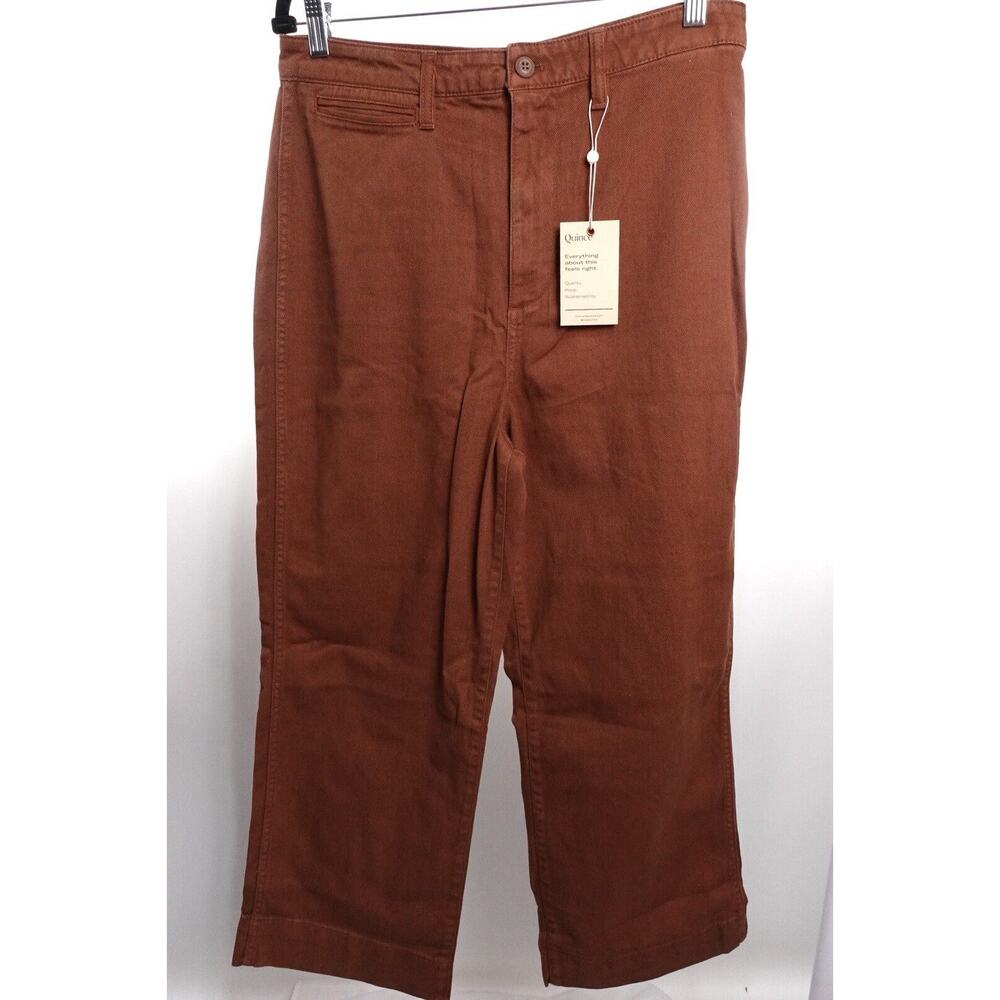 Quince Rust Organic Stretch Cotton Twill Wide Leg Cropped Pants 31 NWT - Picture 5 of 14